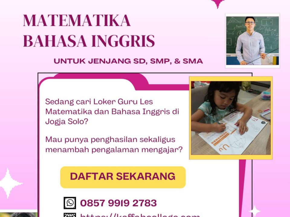 Lowongan Kerja Guru Les Matematika dan Bahasa Inggris
